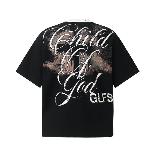 Waffle Graffiti Print Oversize Short Sleeve T-Shirt WN25933