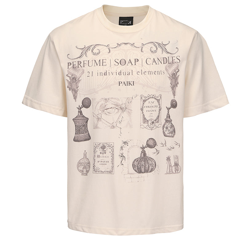 Perfume Print Short Sleeve T-Shirt WN15831