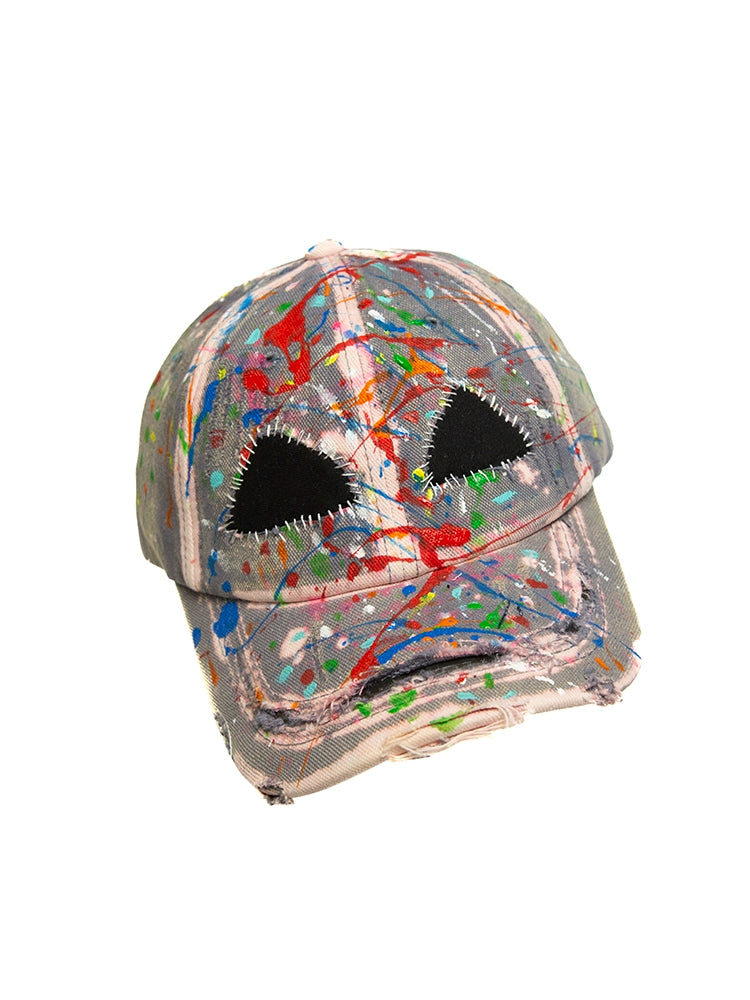 Paint Graffiti Patchwork Denim Washed Cap WN21122