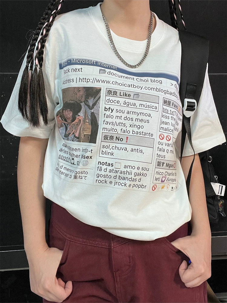 Letter Print Oversize Short Sleeve T-Shirt WN16743