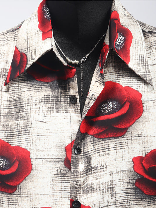 Oversize Rose Print Shirt WN23679