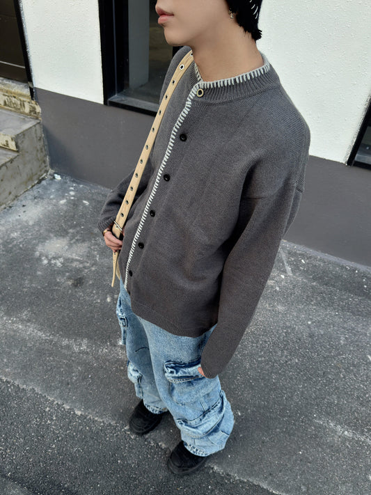 Hand Stitching Minimal Knit Cardigan WN22997