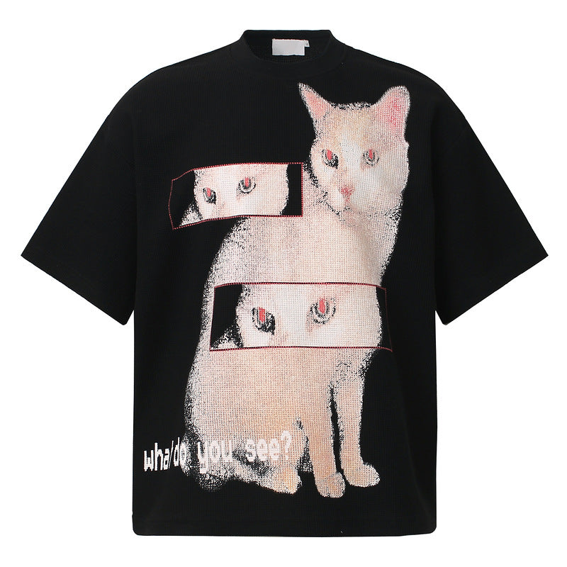 Cat Graphic Print Short Sleeve T-Shirt WN23561