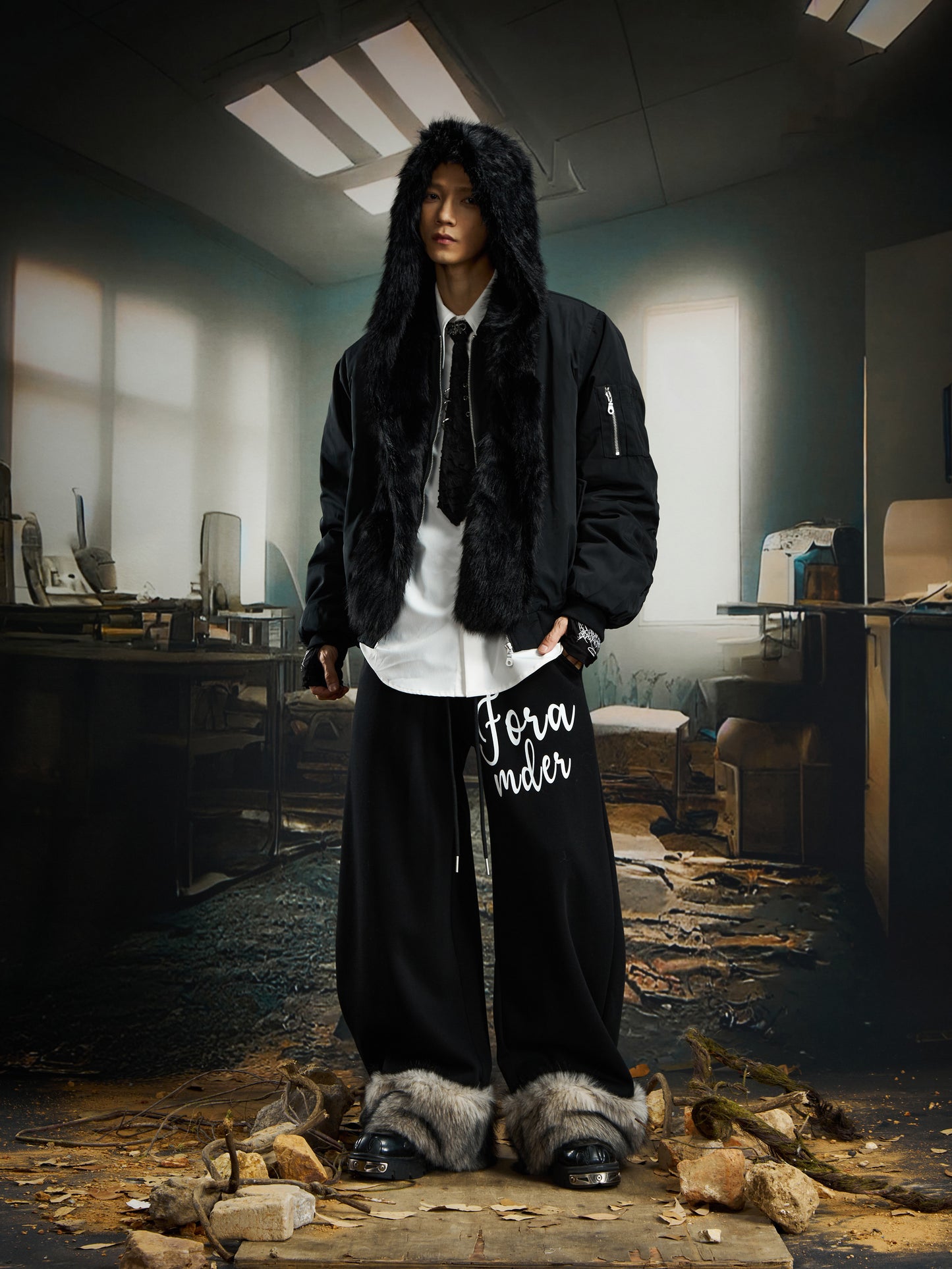 Detachable Fake Fur Hooded Short Padded Jacket WN22755