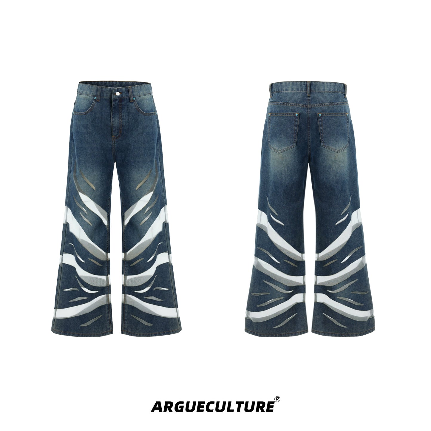 Cut-Out Design Short Sleeve Denim Jacket & Mesh Patchwork Denim Jeans Setup WN16326