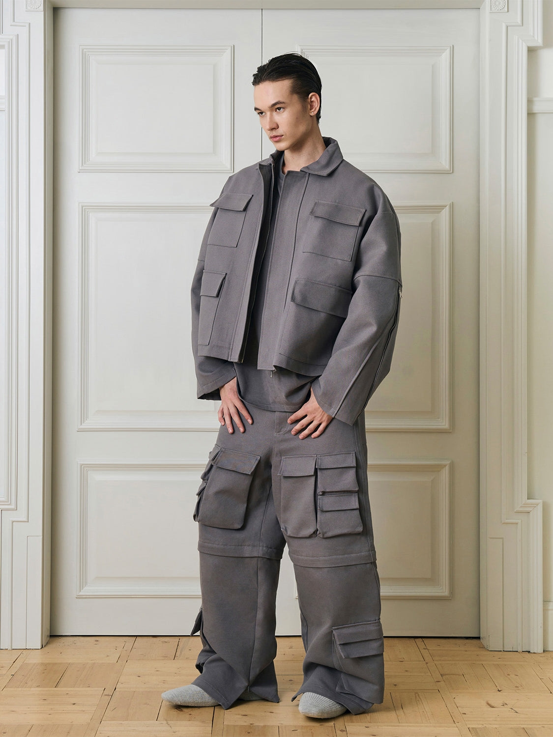 Heavyweight Canvas Multi-Pocket Jacket & Cargo Pants Setup WN15160