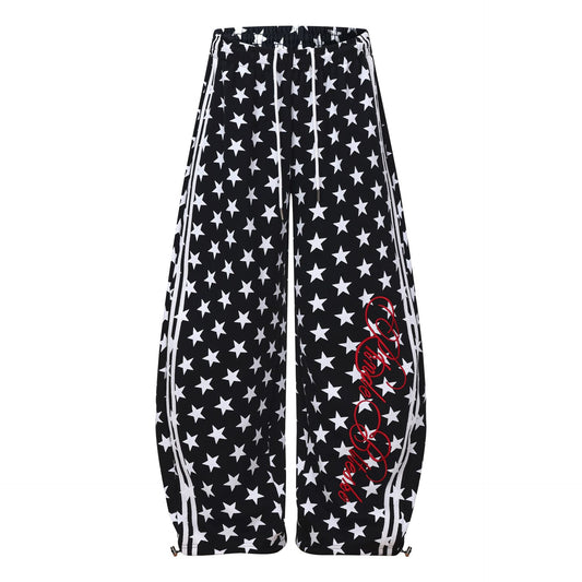 All-Over Print Deconstruction Wide Leg Curved Sweatpants WN25877