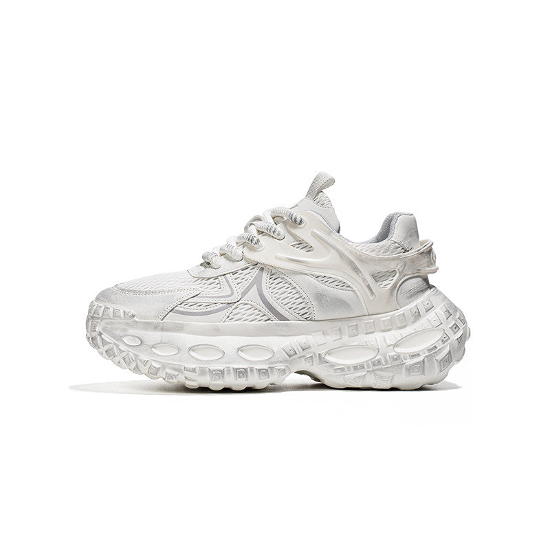 Breathable Mesh Platform Lace-Up Sneakers WN23533