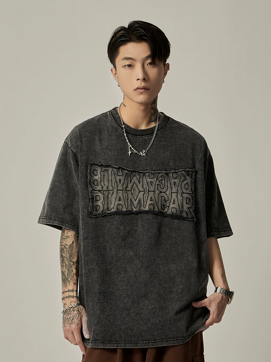 Washed Patchwork Heavyweight Short Sleeve T-Shirt WN6178