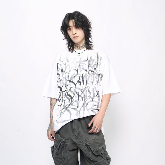 Graffiti Print Oversize Short Sleeve T-Shirt WN24428