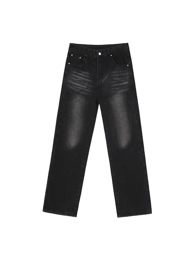 Washed Wide-Leg Straight Denim Jeans WN6795