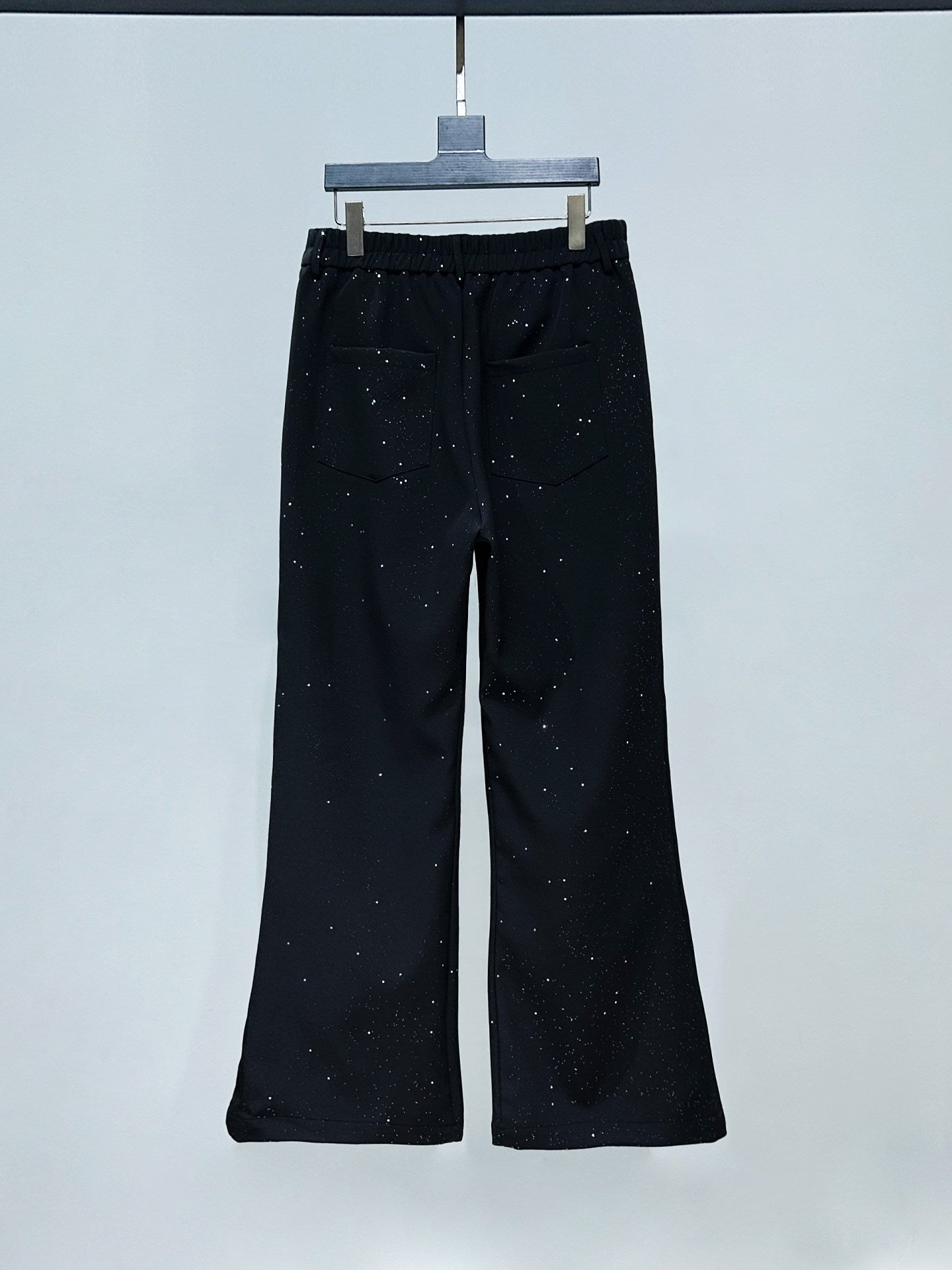 Foil Star Pattern Double Breasted Short Jacket & Flare Pants Setup WN23927