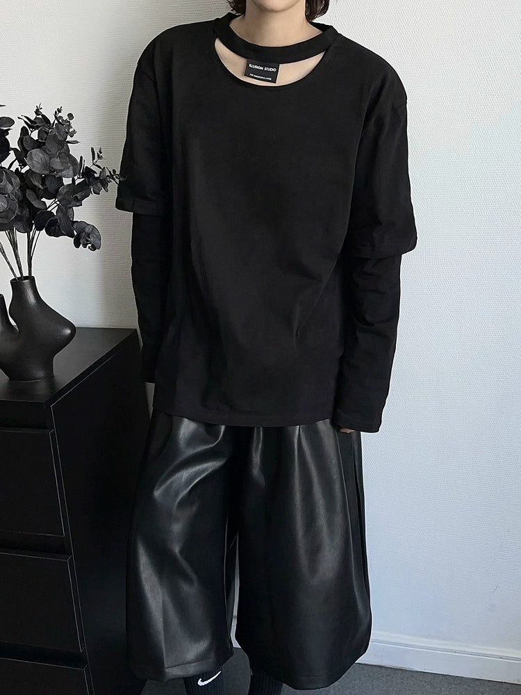 Deconstructed Hollow-Out Long Sleeve T-Shirt WN19366