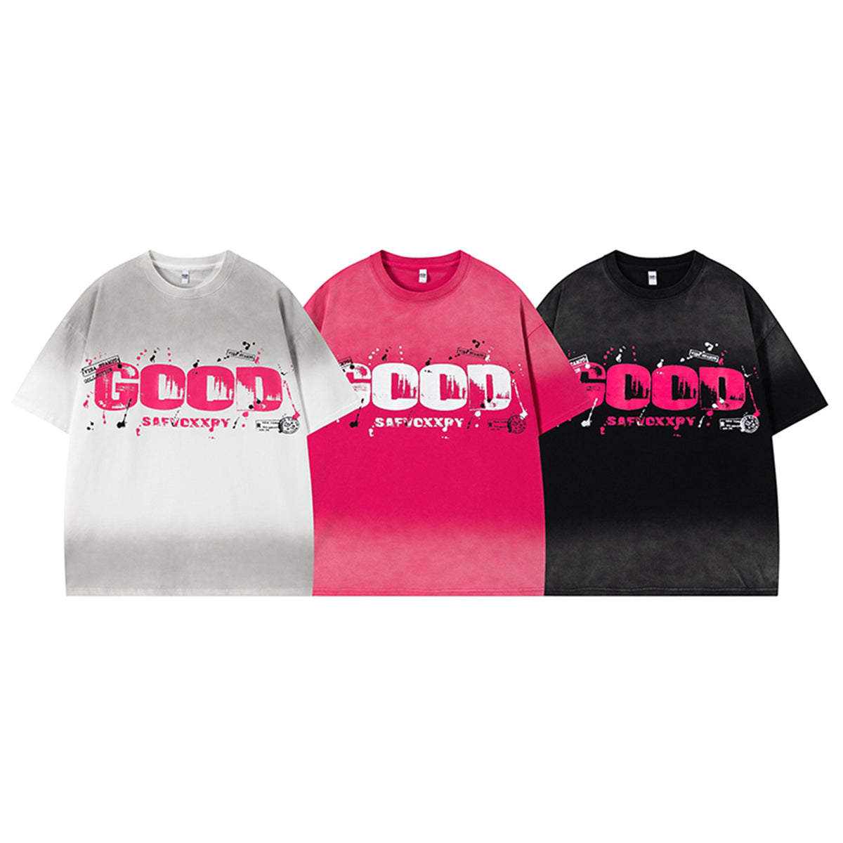 Gradient Paint Letter Short Sleeve T-Shirt WN26957