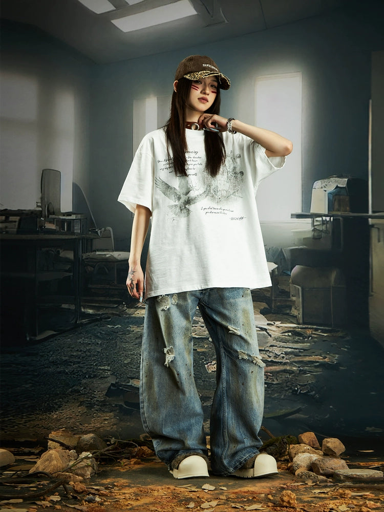 Print Breathable Pure Cotton Short Sleeve T-Shirt WN20549