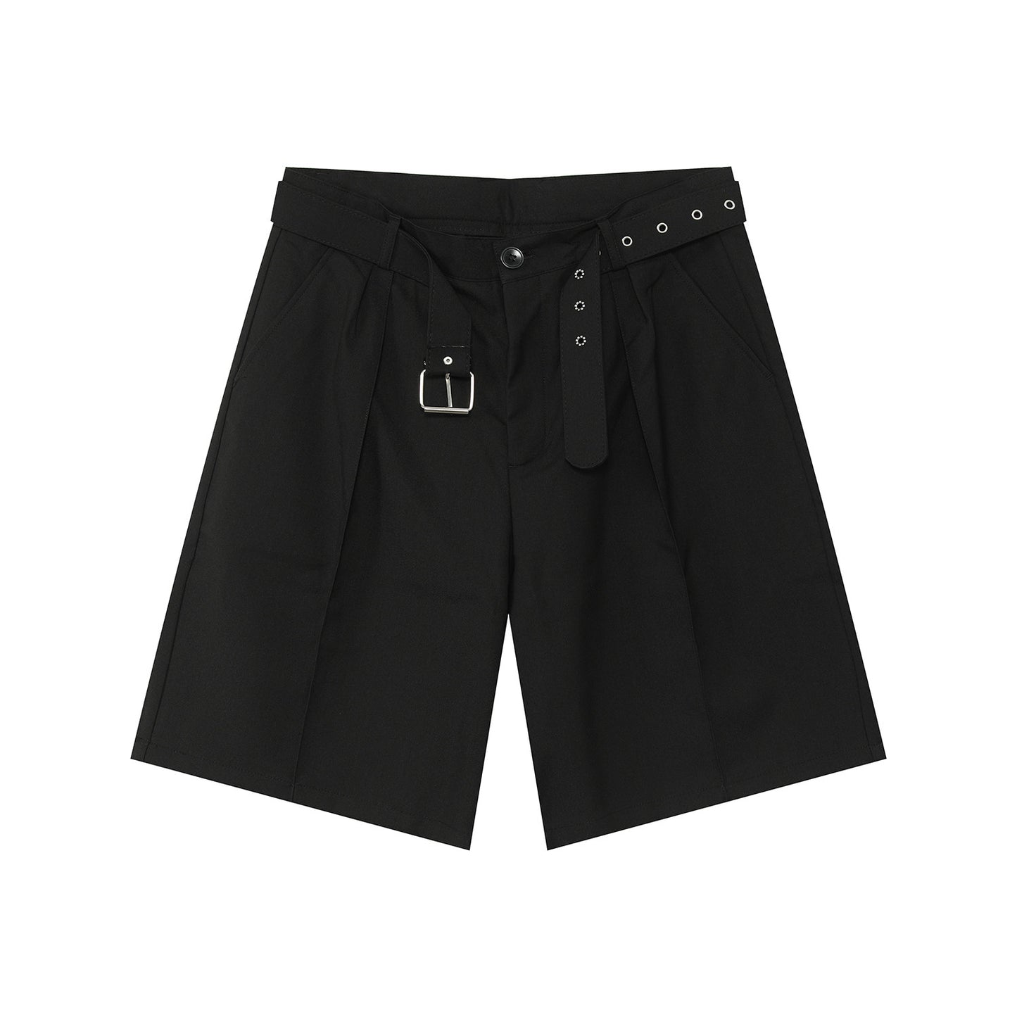 Belted Pleats Wide Leg Half Pants WN24867