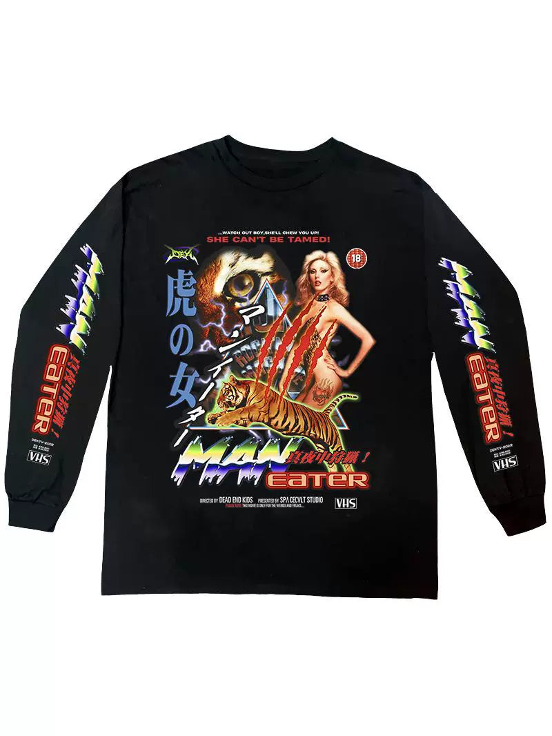 Graphic Tiger Print Oversize Long Sleeve T-Shirt WN22257