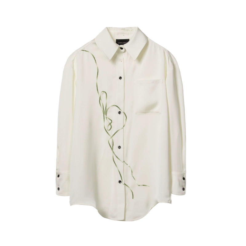 Bead Embroidery Chinese Style Long Sleeve Shirt WN18879