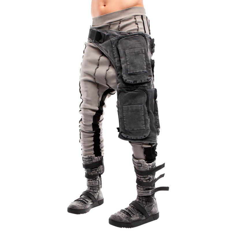 Asymmetrical 3D Pocket Washed Heavy Leg Bag WN13994