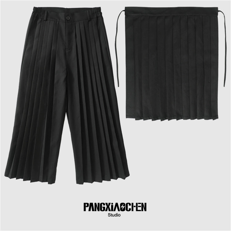 Pleats Detachable Skirted Wide Leg Trousers WN20191