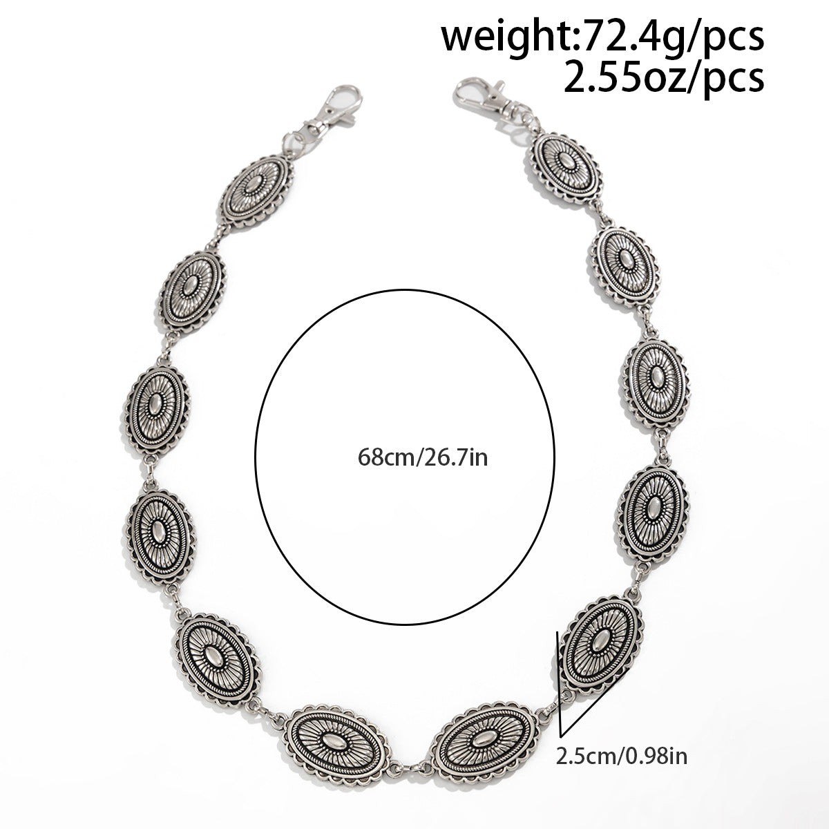 Oval Pattern Metal Pants Chain WN21058