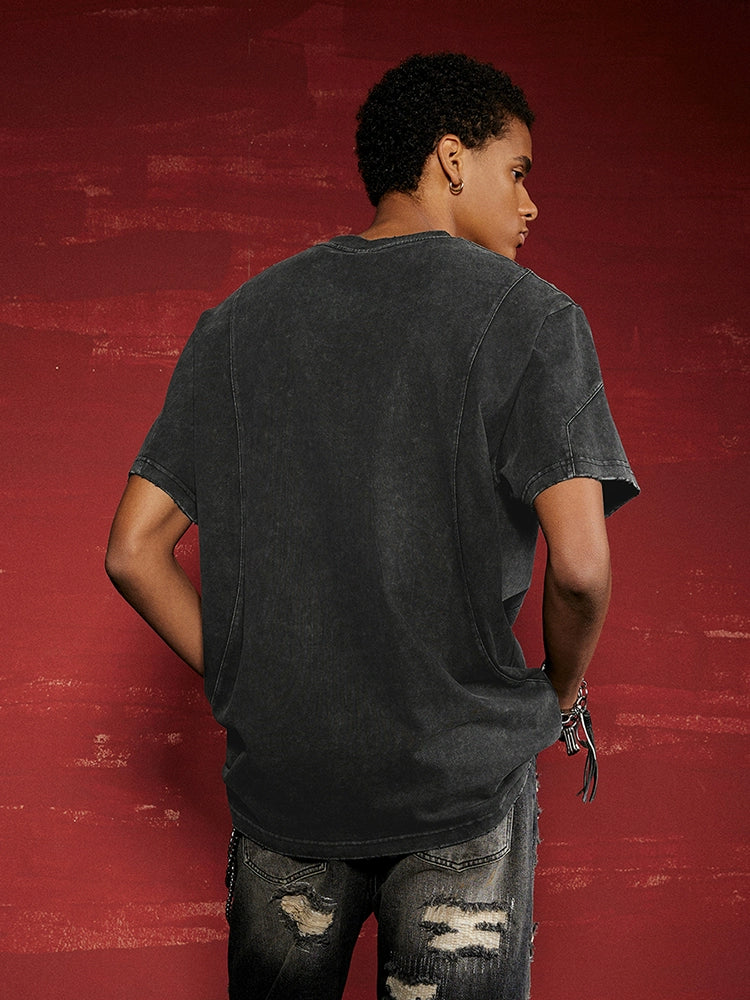 Rivet Deconstructed Patchwork Wash Oversize Short Sleeve T-Shirt WN17991
