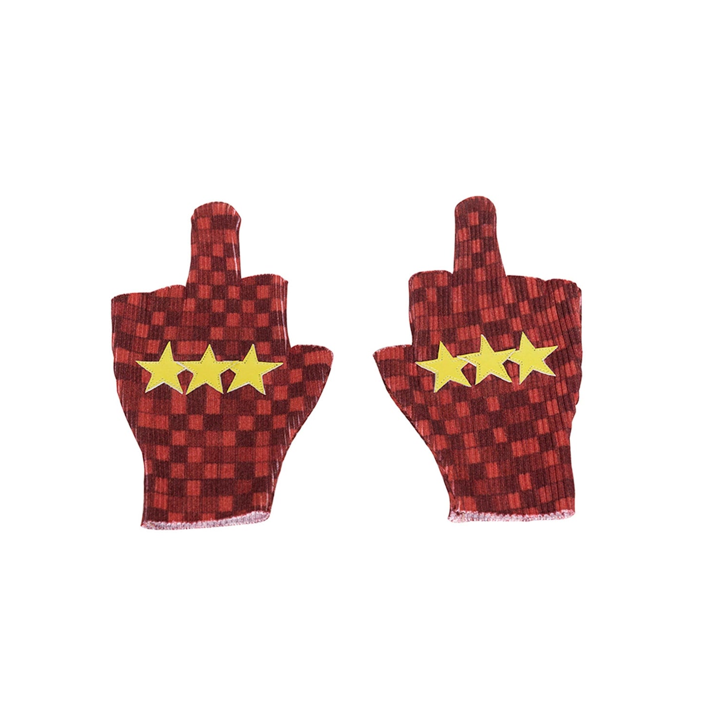 Checkerboard Star Fingerless Gloves WN18793