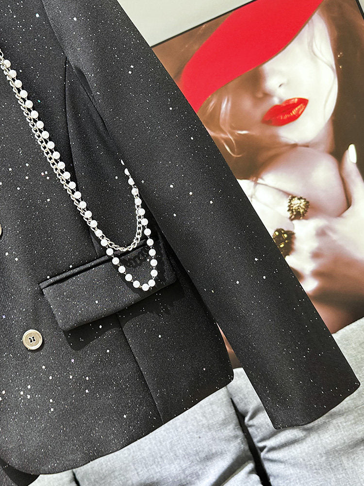 Sequin Metal Chain Tailored Jacket WN23853
