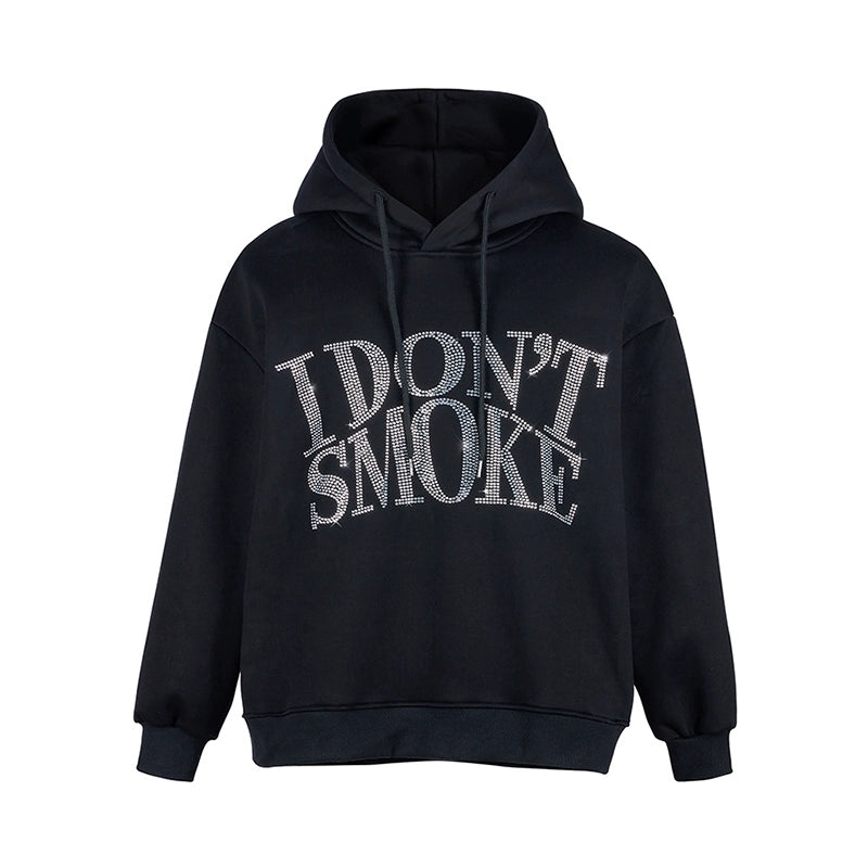 Rhinestone Logo Fleece Pullover Hoodie WN10061