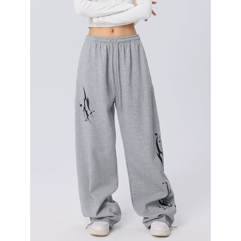 Graphic Print Wide Leg Sweatpants WN17186