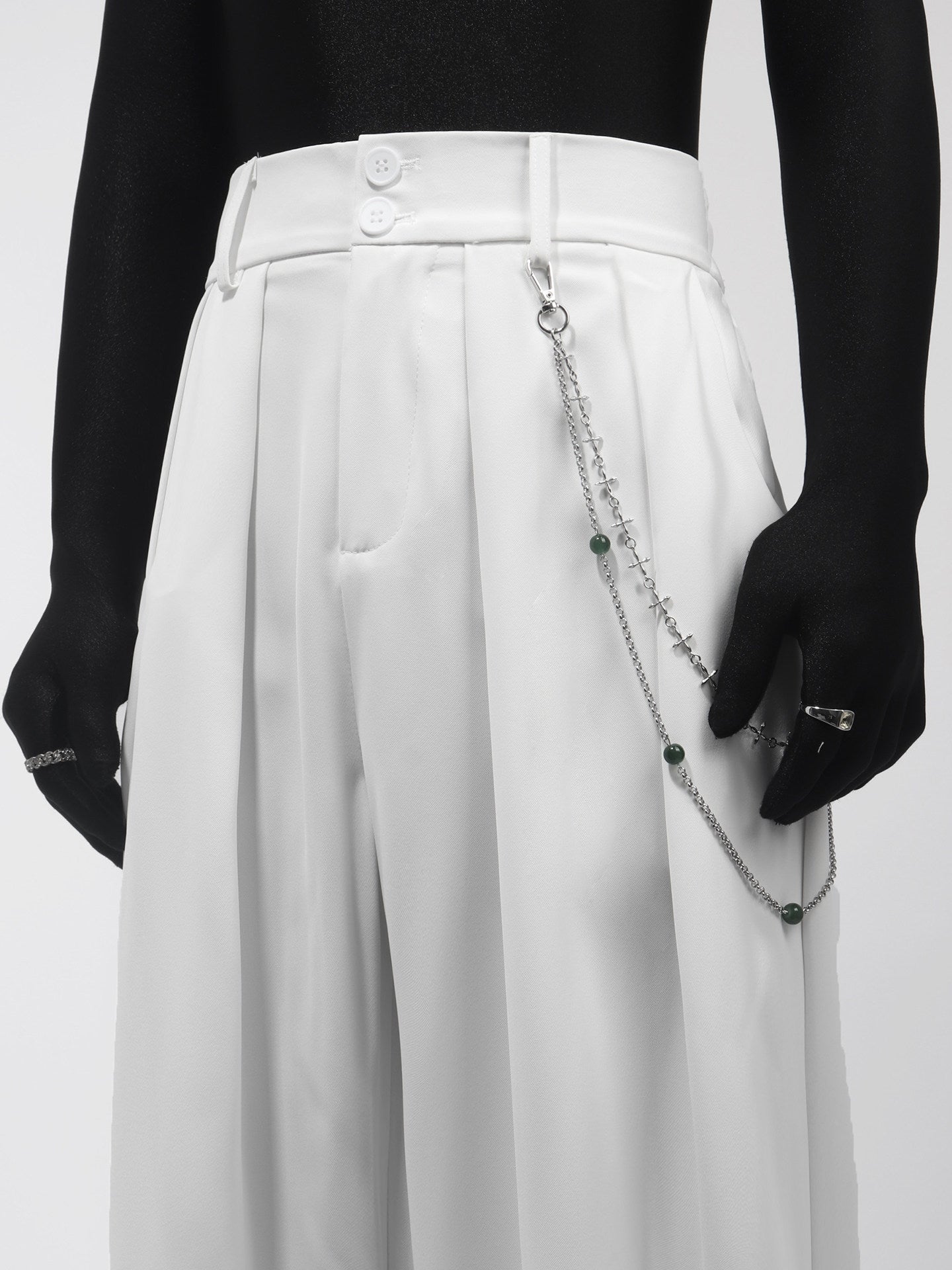 Chain Decoration Wide Leg Trousers WN23755