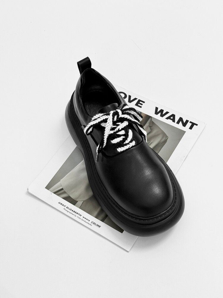 Chunky Platform Round Toe Lace-Up Shoes WN24542