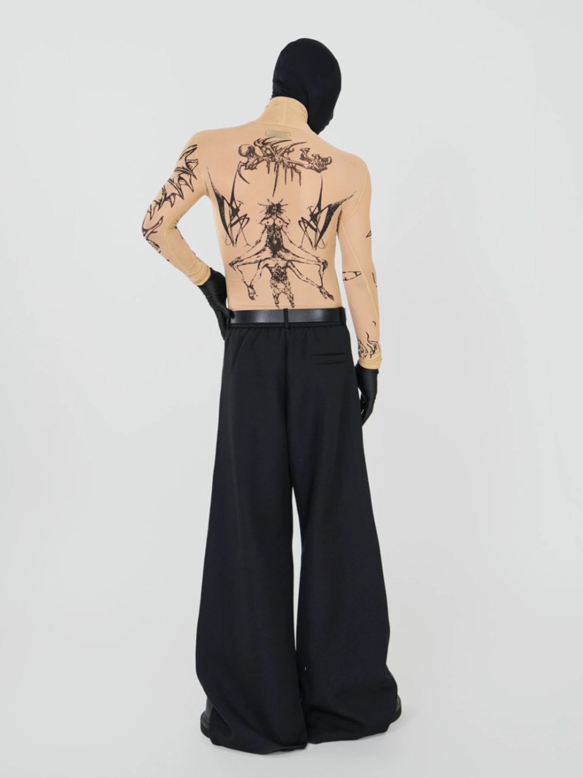 Totem Tattoo Mesh Sheer Long Sleeve T-Shirt WN17434