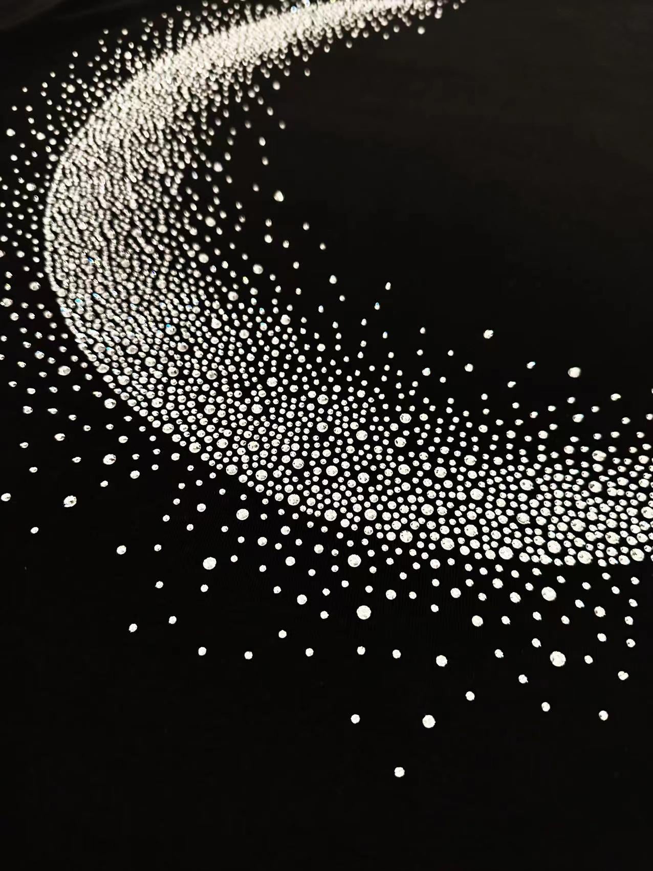 Rhinestone Moon Print Heavyweight Oversize Short Sleeve T-Shirt WN20705