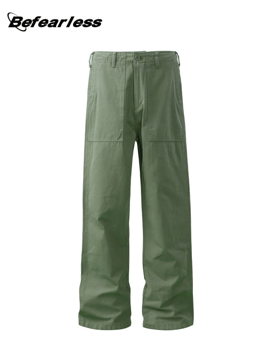 Washed Straight Wide Leg Work Pants WN26378