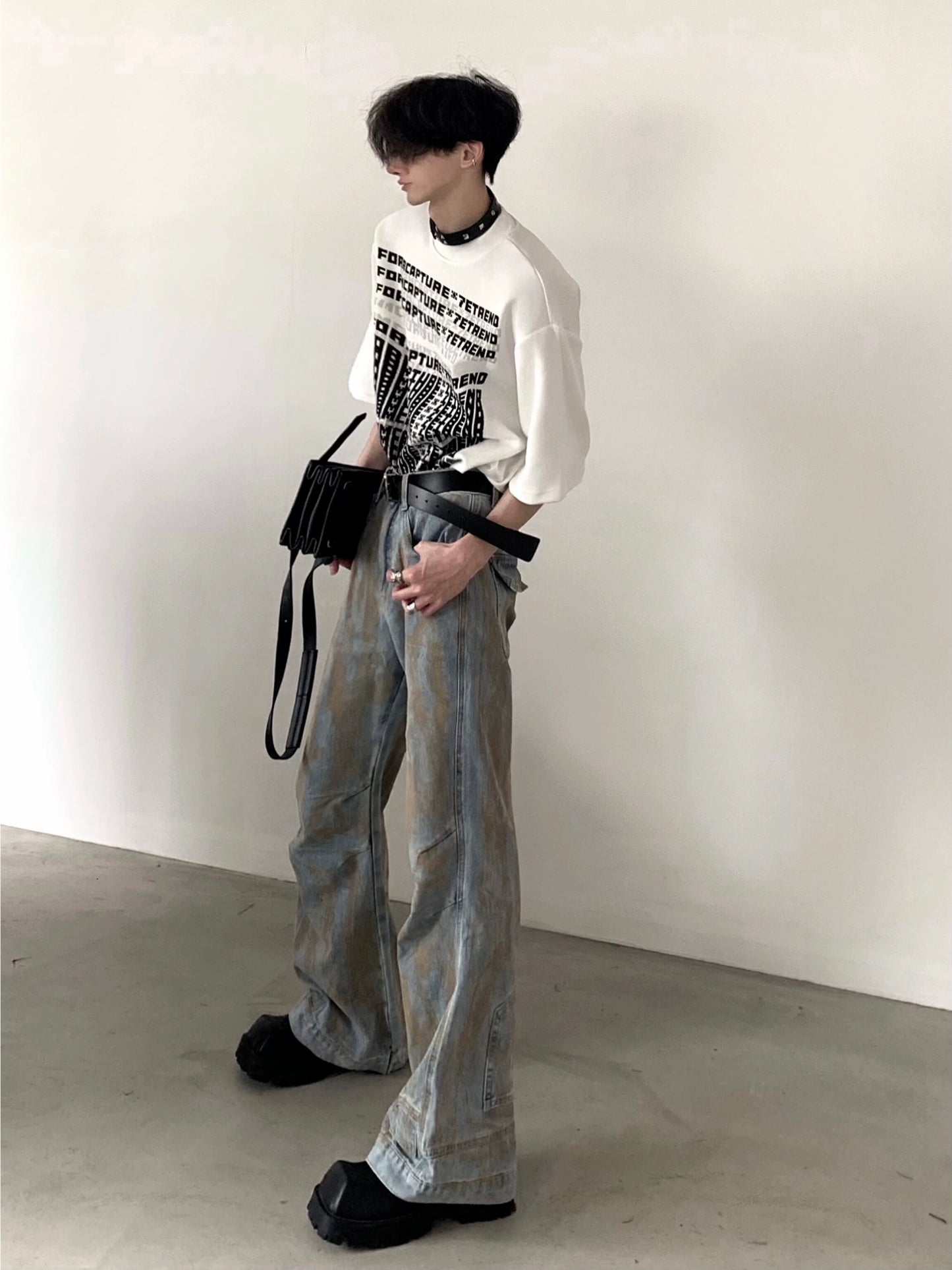 Washed Flare Denim Jeans WN5988