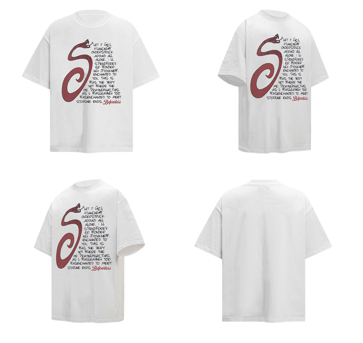Washed Heavyweight Snake Letter Print Oversize Short Sleeve T-Shirt WN26362