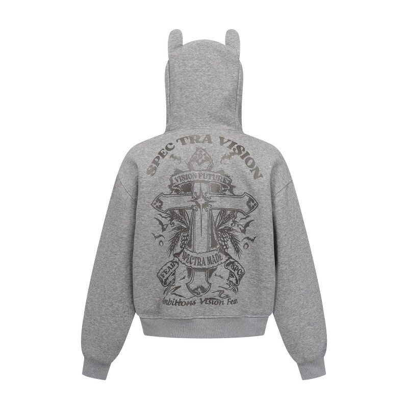 Cross Print Heavyweight Zipper Hoodie WN24264