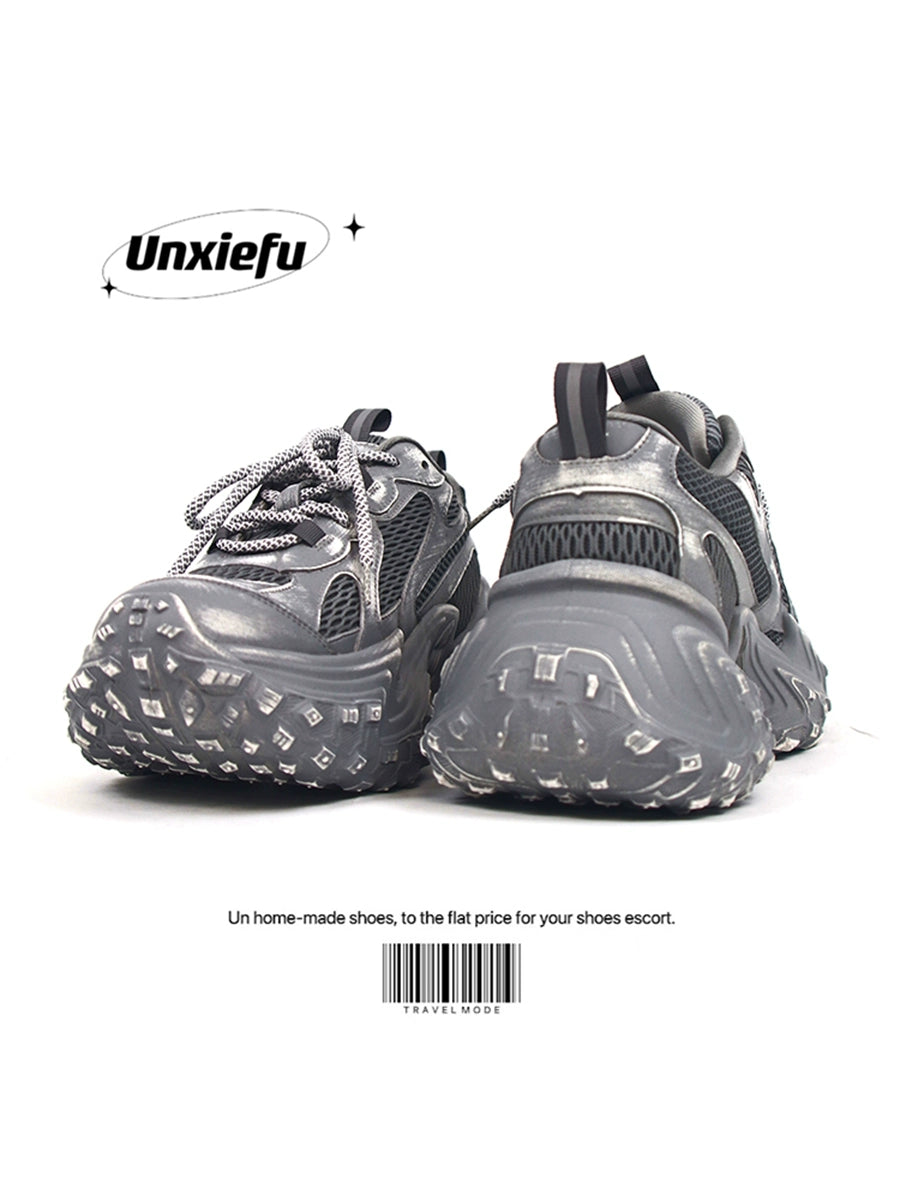 Washed Mesh Chunky Sole Dad Sneakers WN20790