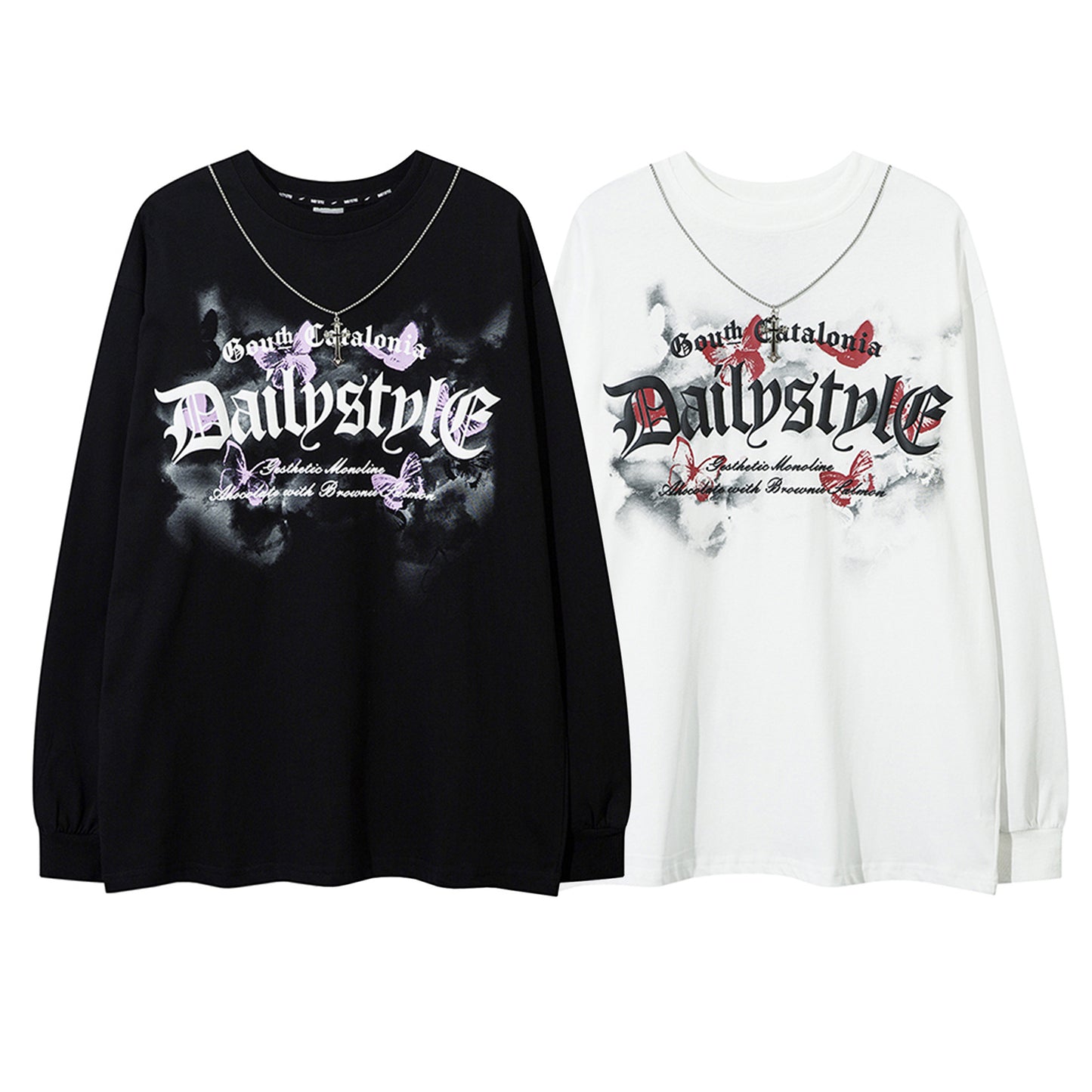 Butterfly Letter Print Long Sleeve T-Shirt WN11468