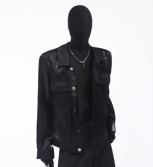 Rhinestone Butterfly PU Leather Shirt Jacket WN23680