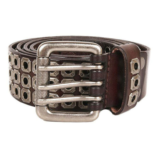 Stud Three-Pin Genuine Leather Belt WN23188