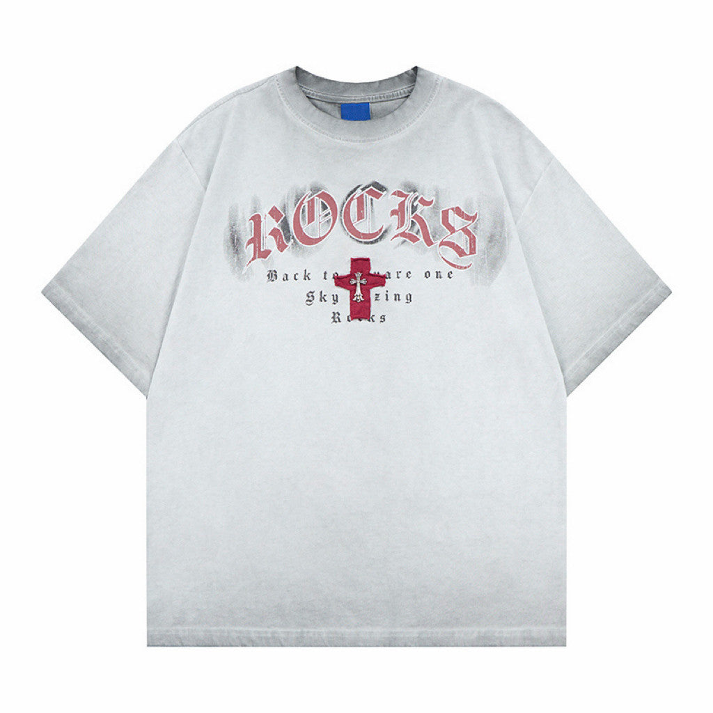 Damage Cross Graphic Design Short Sleeve T-Shirt WN24451