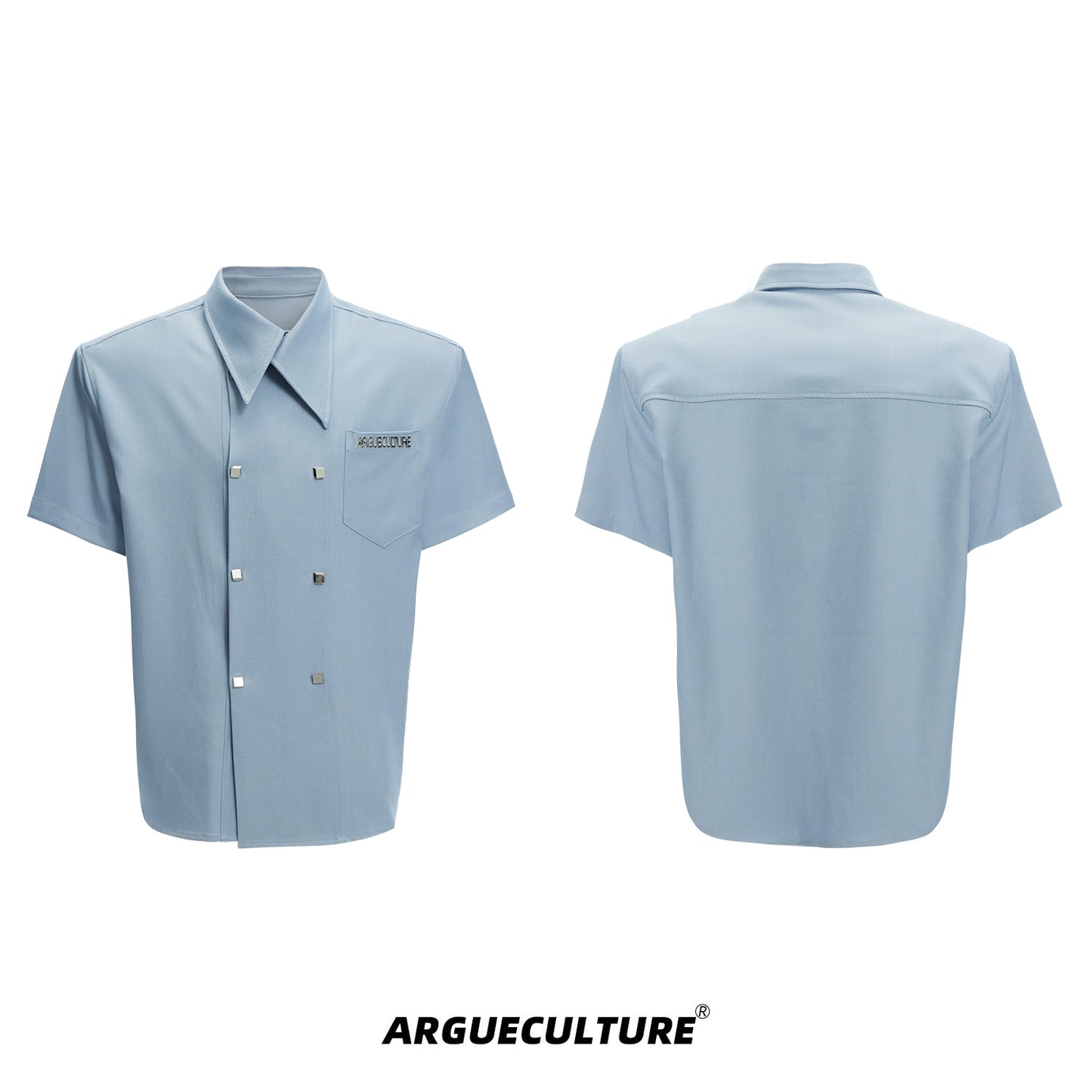 Double-Breasted Design Oversize Short Sleeve Shirt WN16318