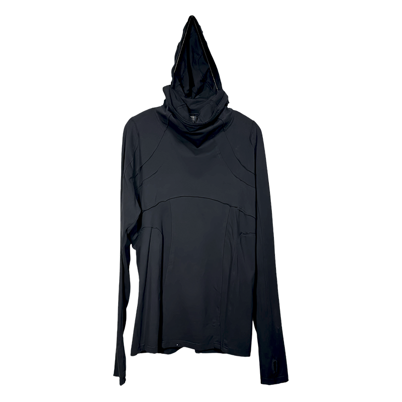 Deconstructed Patch Hooded Slim Long Sleeve T-Shirt WN21993