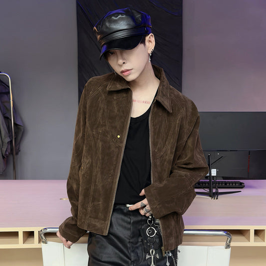 Suede Zipper Short Jacket WN22948