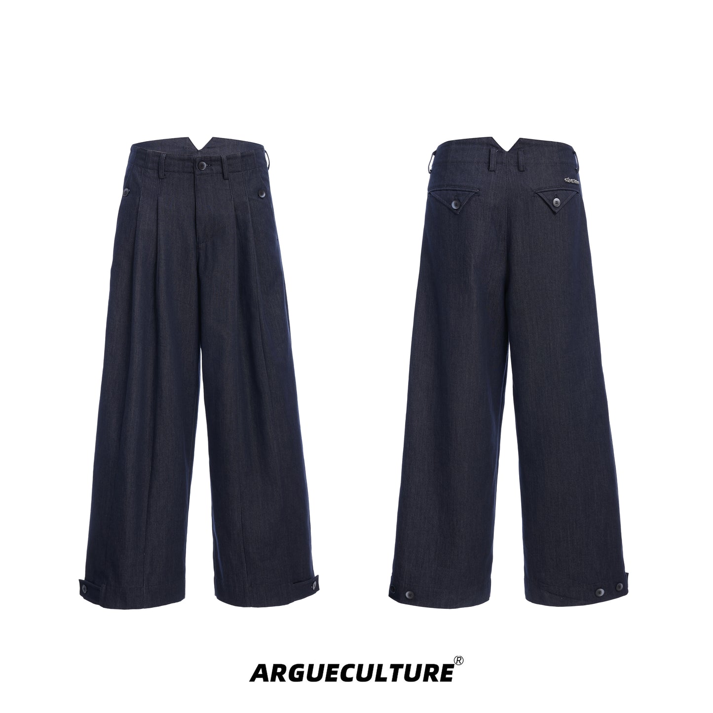 Wrinkle Heavyweight Wide-leg Denim Jeans WN14969