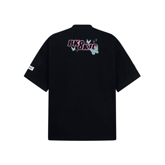Butterfly Letter Print Oversize Short Sleeve T-Shirt WN26896
