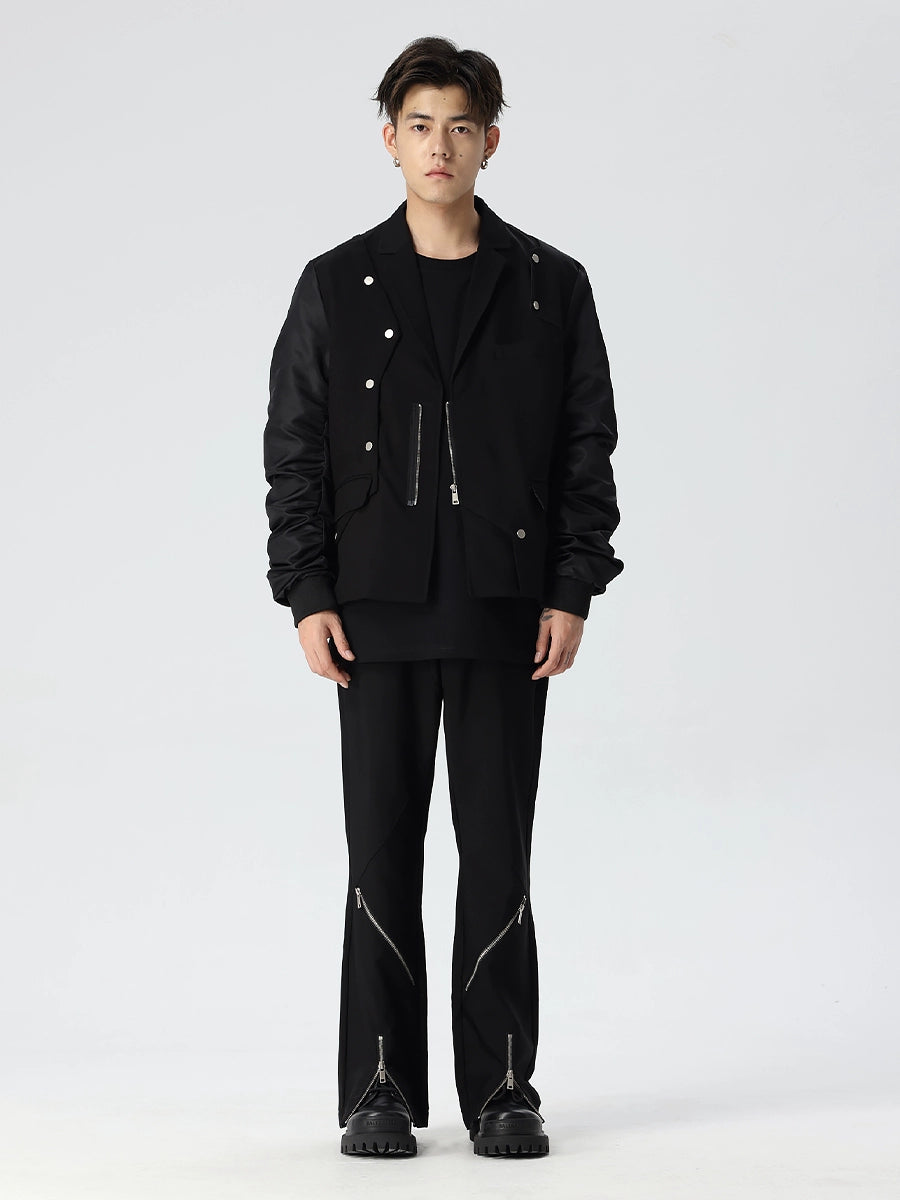 Zipper Hem Wide-Leg Straight Pants WN17616