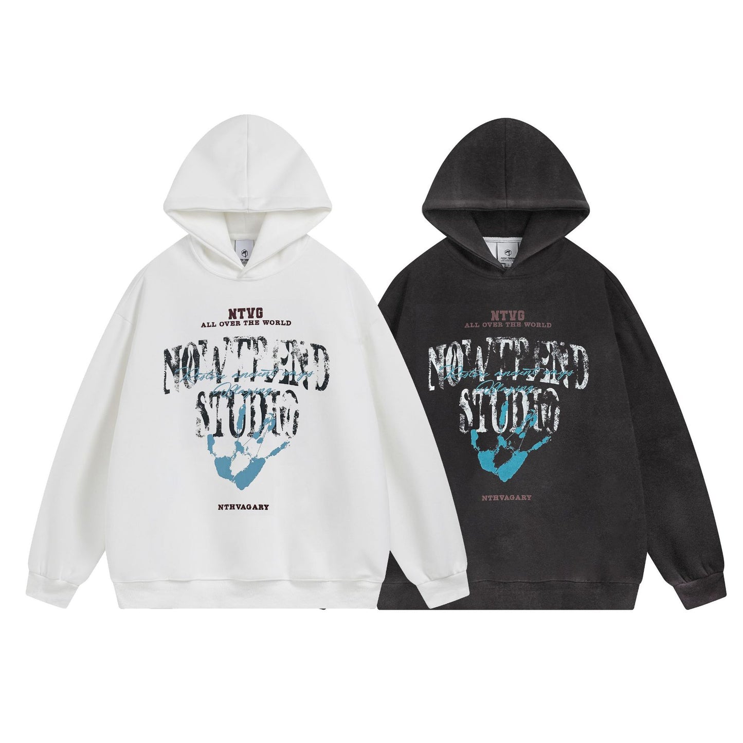 Washed Spray Paint Letter Print Oversize Pullover Hoodie WN11461